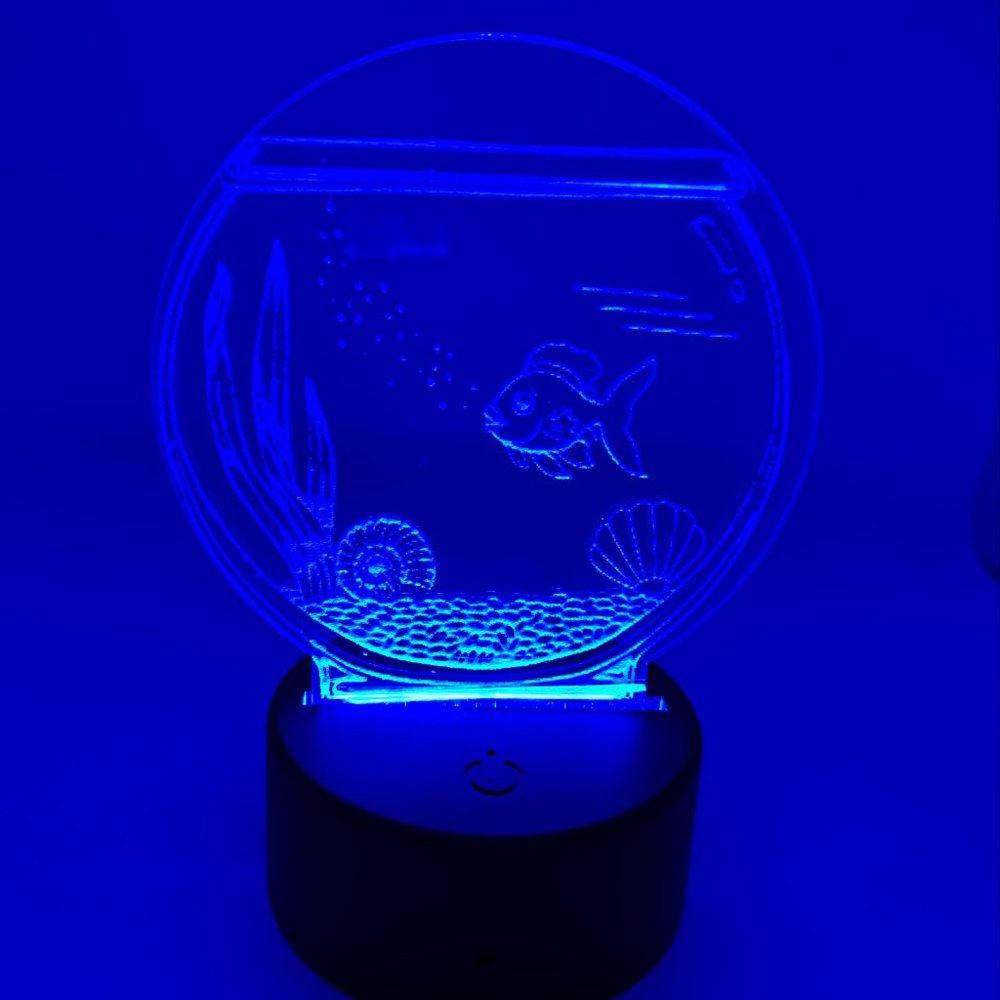 Fish tank LED night light with base and remote, color changing